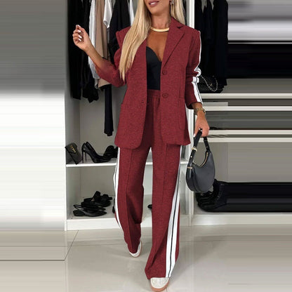 Women's Blazer and Wide Leg Pants Set Tailored Two Piece Suit Business Casual Office Outfit Elegant Matching Set