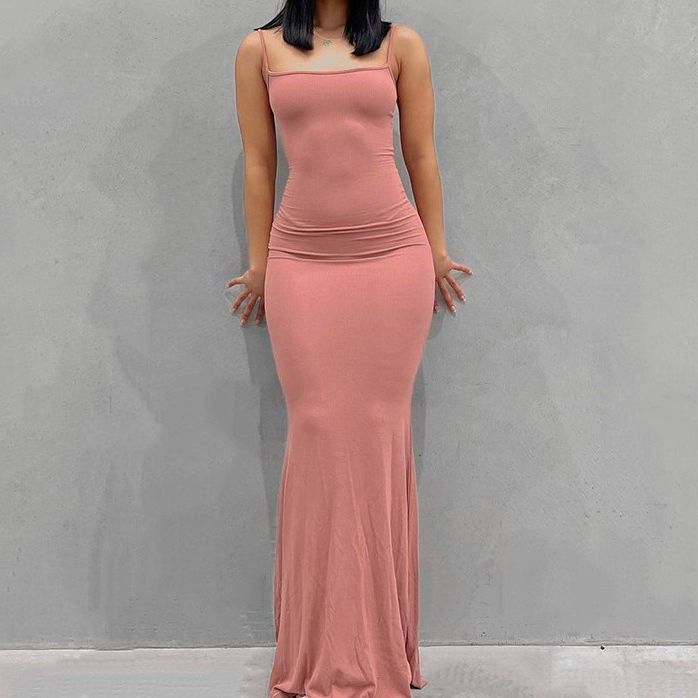 Women's Bodycon Maxi Dress Spaghetti Strap Mermaid Dress Slim Fit Sleeveless Evening Dress - Seldom Seen Styles
