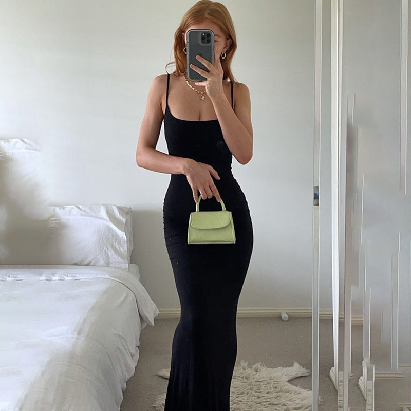 Women's Bodycon Maxi Dress Spaghetti Strap Mermaid Dress Slim Fit Sleeveless Evening Dress - Seldom Seen Styles