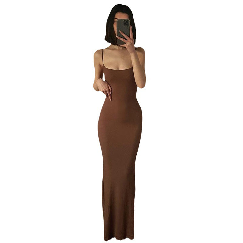 Women's Bodycon Maxi Dress Spaghetti Strap Mermaid Dress Slim Fit Sleeveless Evening Dress - Seldom Seen Styles