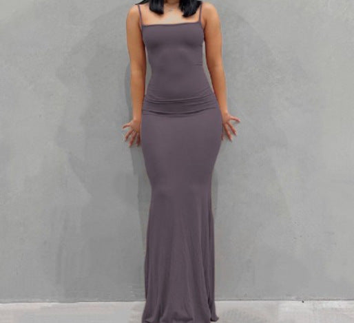 Women's Bodycon Maxi Dress Spaghetti Strap Mermaid Dress Slim Fit Sleeveless Evening Dress - Seldom Seen Styles