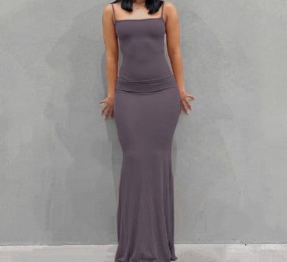 Women's Bodycon Maxi Dress Spaghetti Strap Mermaid Dress Slim Fit Sleeveless Evening Dress