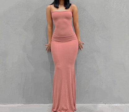 Women's Bodycon Maxi Dress Spaghetti Strap Mermaid Dress Slim Fit Sleeveless Evening Dress