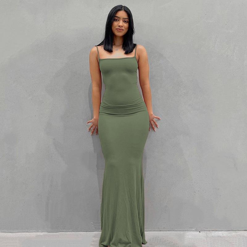 Women's Bodycon Maxi Dress Spaghetti Strap Slim Fit Lounge Dress Casual Sleeveless Dress - Seldom Seen Styles