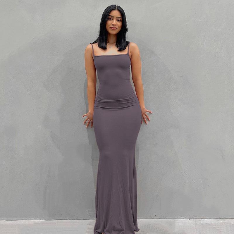 Women's Bodycon Maxi Dress Spaghetti Strap Slim Fit Lounge Dress Casual Sleeveless Dress - Seldom Seen Styles