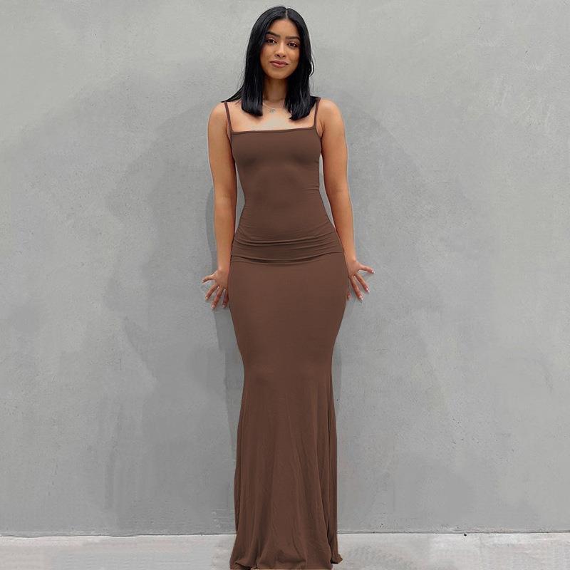 Women's Bodycon Maxi Dress Spaghetti Strap Slim Fit Lounge Dress Casual Sleeveless Dress - Seldom Seen Styles