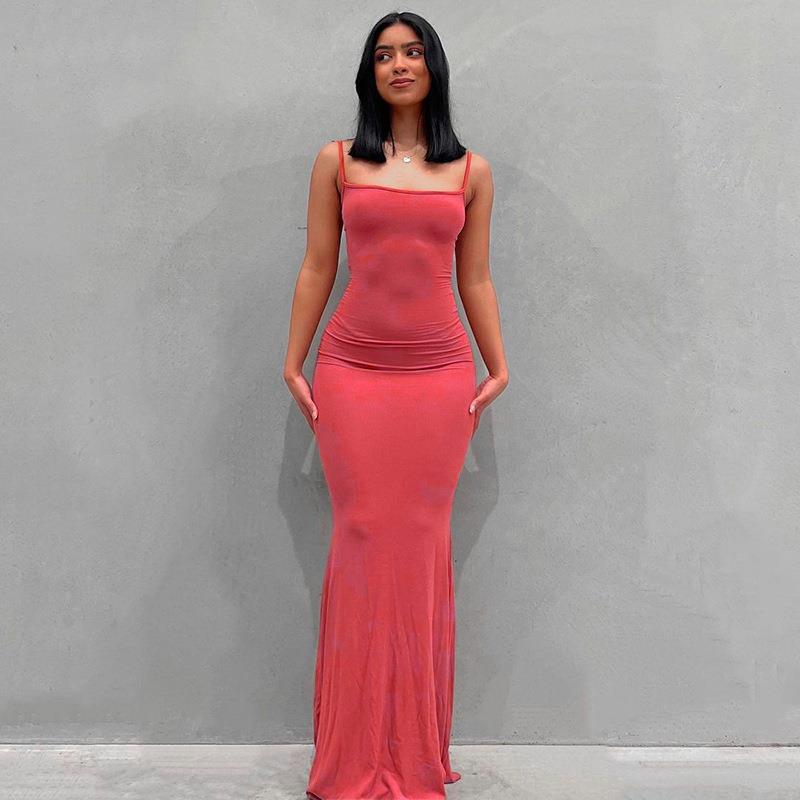 Women's Bodycon Maxi Dress Spaghetti Strap Slim Fit Lounge Dress Casual Sleeveless Dress - Seldom Seen Styles