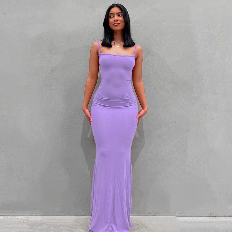 Women's Bodycon Maxi Dress Spaghetti Strap Slim Fit Lounge Dress Casual Sleeveless Dress - Seldom Seen Styles
