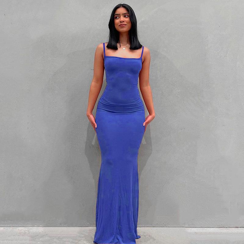 Women's Bodycon Maxi Dress Spaghetti Strap Slim Fit Lounge Dress Casual Sleeveless Dress - Seldom Seen Styles
