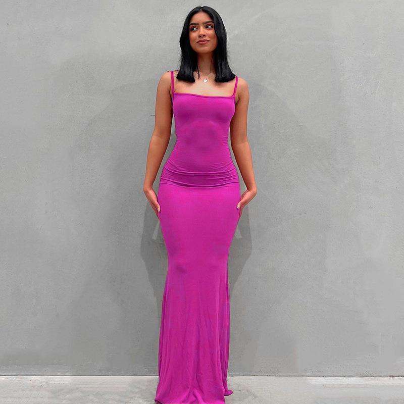 Women's Bodycon Maxi Dress Spaghetti Strap Slim Fit Lounge Dress Casual Sleeveless Dress - Seldom Seen Styles