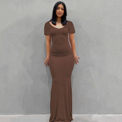 Women's Bodycon Maxi Dress Spaghetti Strap Slim Fit Lounge Dress Casual Sleeveless Dress