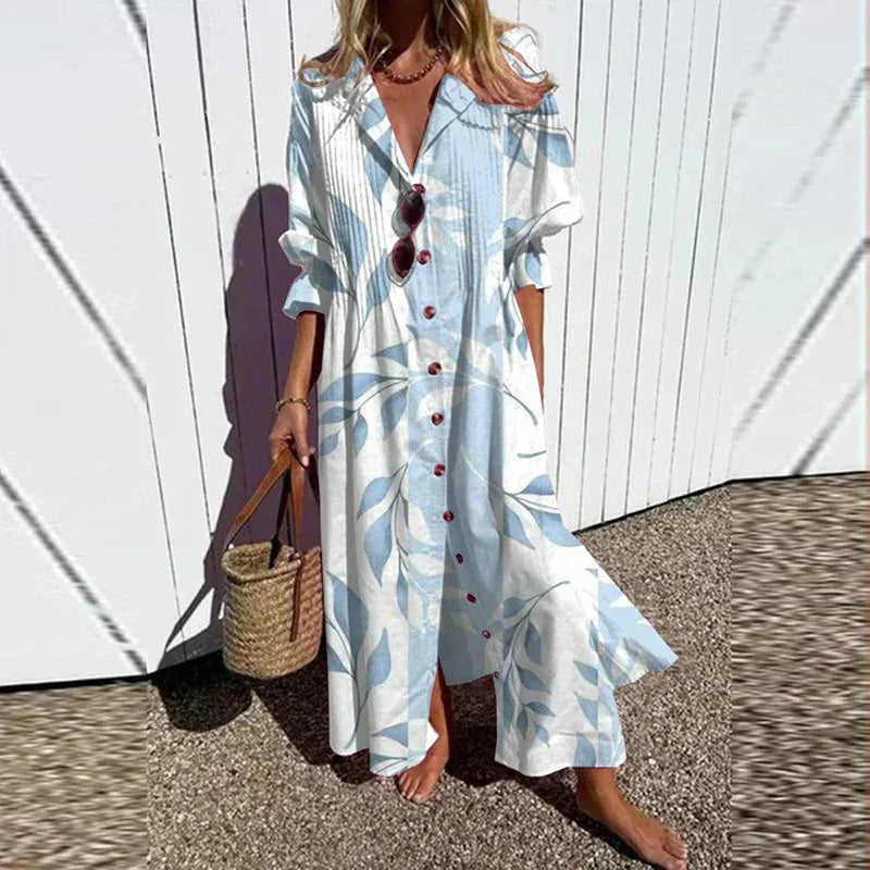 Women's Bohemian Floral Midi Dress Flowy Casual Summer Beach Vacation Boho Dress - Seldom Seen Styles