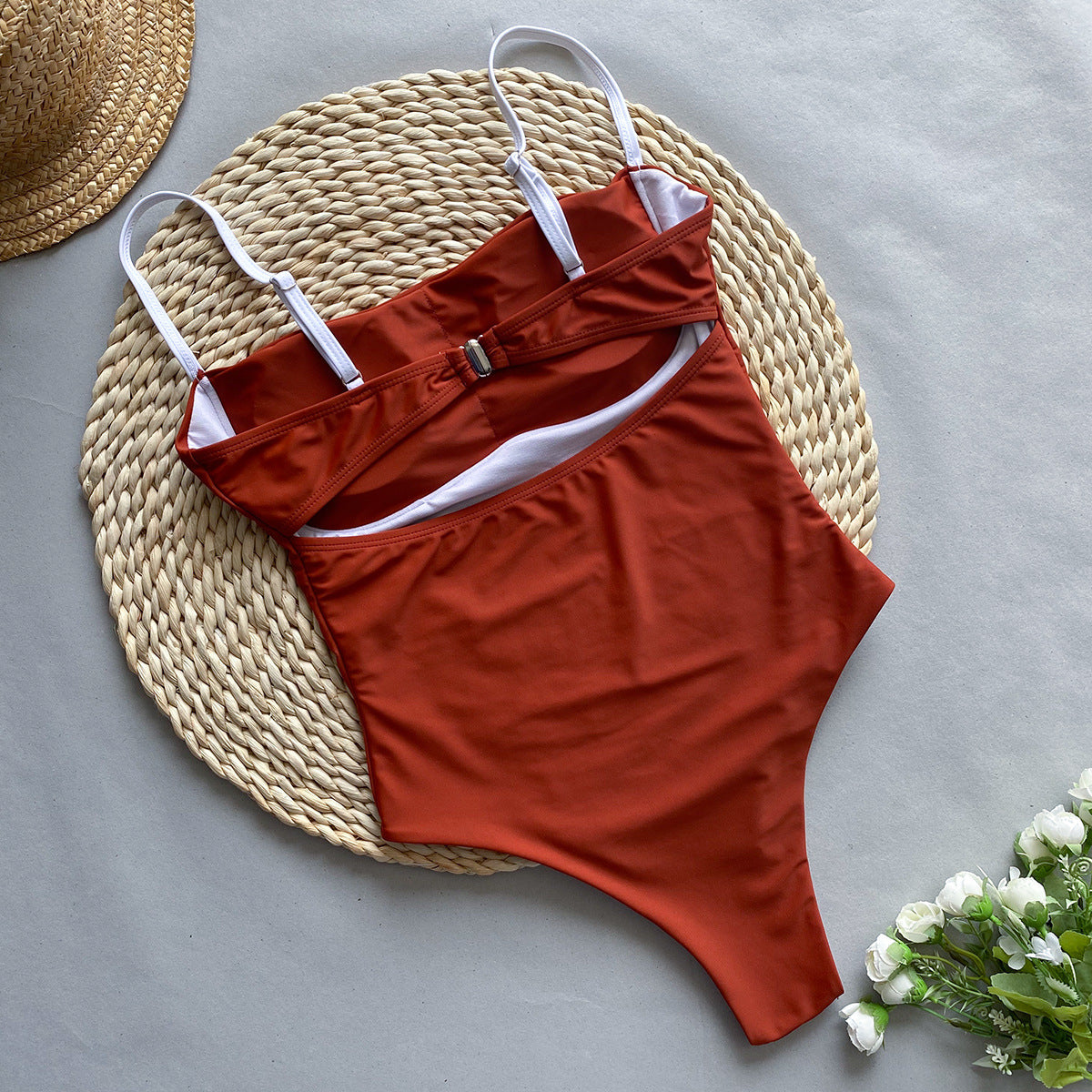Women's Brown One-Piece Bikini Swimsuit Sexy High Waist Tight Fit High Stretch Nylon Padded Swimwear Beach Pool Vacation S M L - Seldom Seen Styles