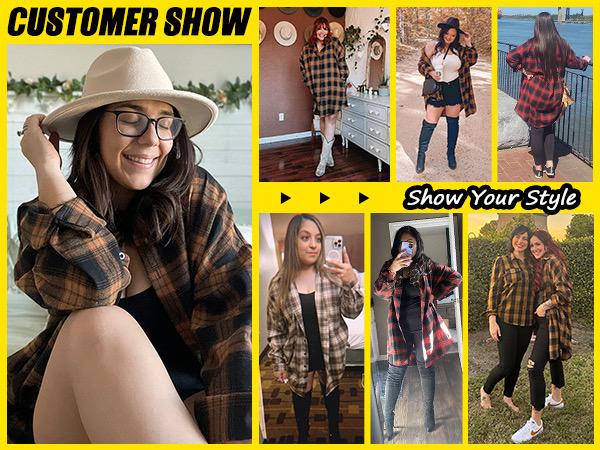 Women's Button Down Flannel Shirts Plaid Shacket Long Sleeve Collared Long Jacket Coats #Springtok - Seldom Seen Styles