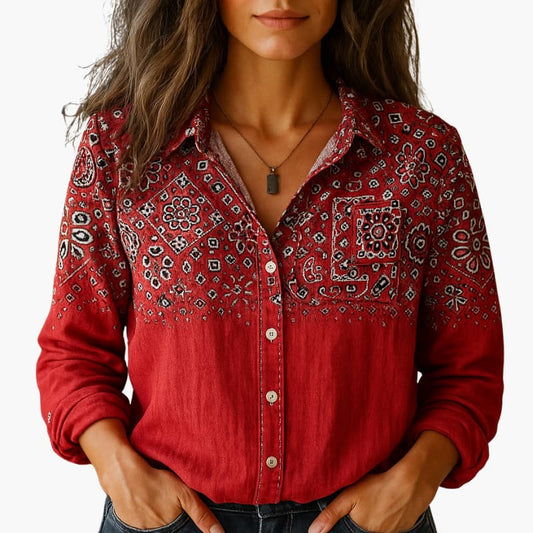 Women’s Button-Down Shirt with Classic Collar and Long Sleeves - Seldom Seen Styles