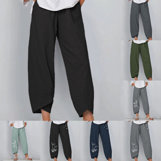 Women's Capri Pants Casual Summer Cotton Cropped Lounge Pants Trousers - Seldom Seen Styles
