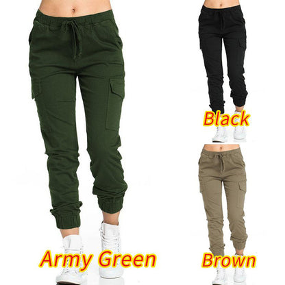 Women's Cargo Jogger Camo Pants with Pockets High Waist Slim Casual Tapered Camouflage Combat Hiking Pants