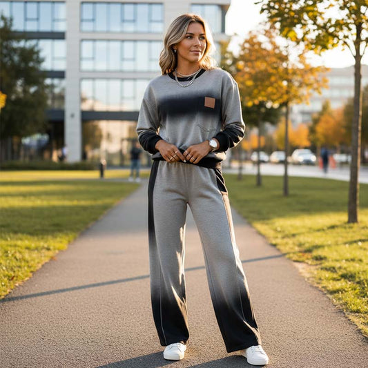 Women's Casual Gradient Top and Pants Set - Seldom Seen Styles
