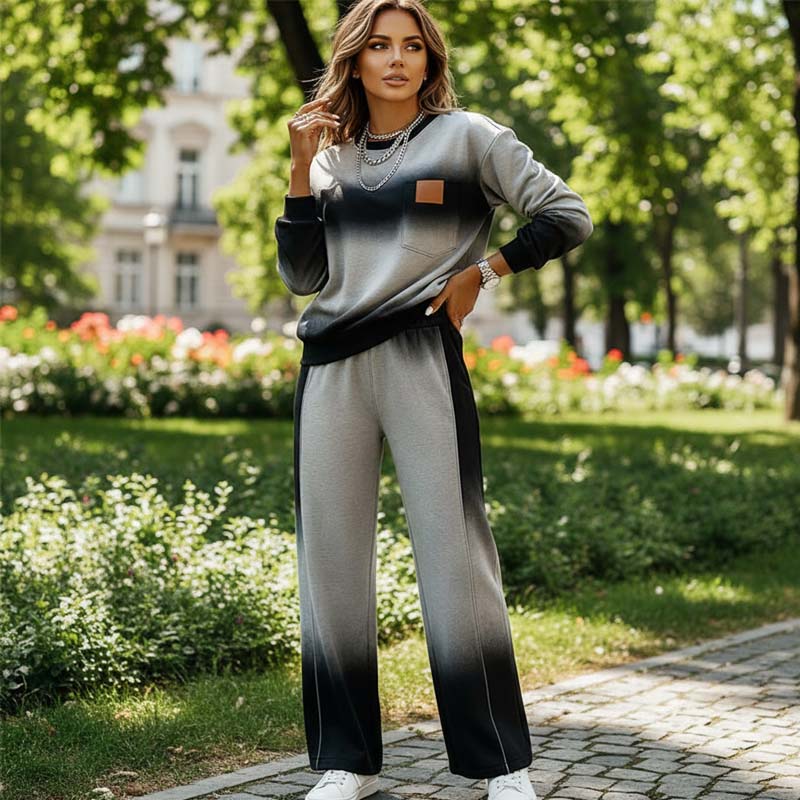 Women's Casual Gradient Top and Pants Set - Seldom Seen Styles