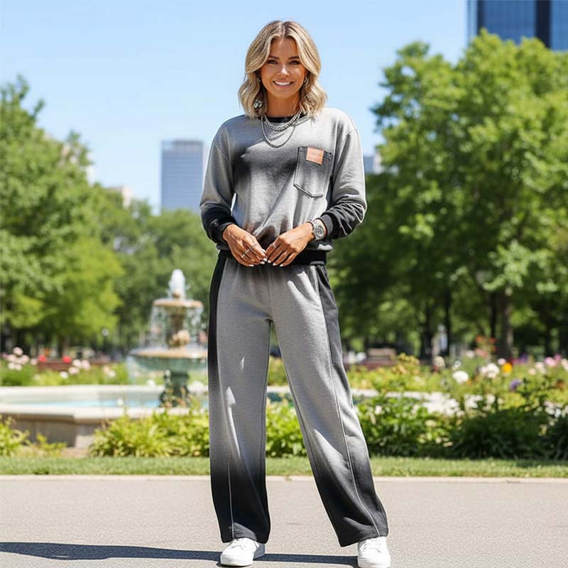 Women's Casual Gradient Top and Pants Set - Seldom Seen Styles