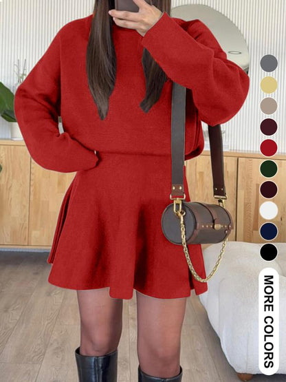 Robe pull décontractée à col mi-montant et manches longues pour femme, robe pull ample de couleur unie, mode automne et hiver