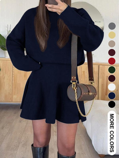 Robe pull décontractée à col mi-montant et manches longues pour femme, robe pull ample de couleur unie, mode automne et hiver