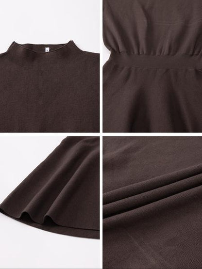 Robe pull décontractée à col mi-montant et manches longues pour femme, robe pull ample de couleur unie, mode automne et hiver
