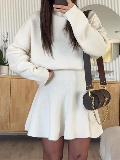 Robe pull décontractée à col mi-montant et manches longues pour femme, robe pull ample de couleur unie, mode automne et hiver