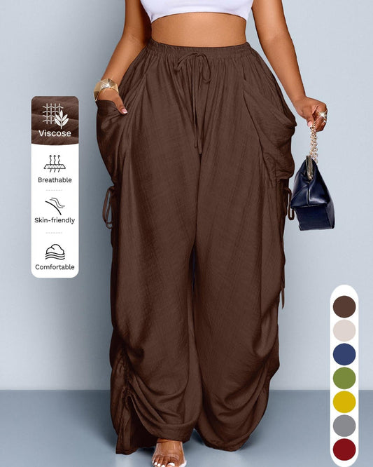 Women's Casual Loose-Fit Wide Leg Pants, All-Season Woven Fabric, Daily Commute - Seldom Seen Styles