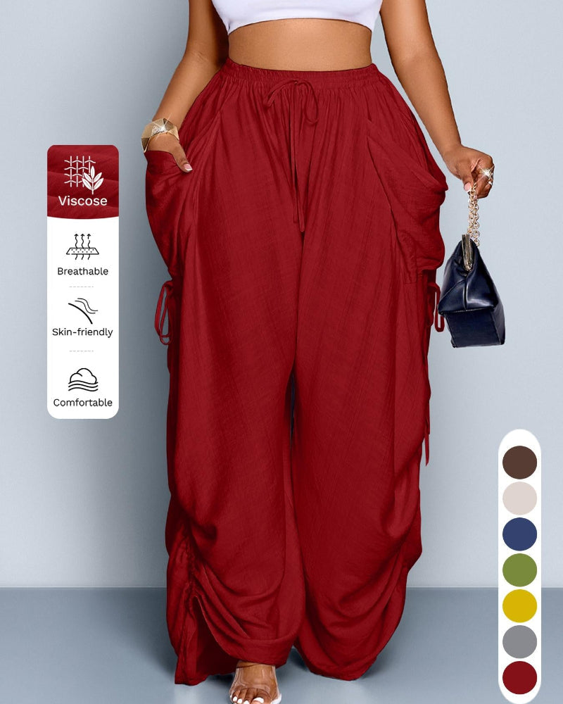 Women's Casual Loose-Fit Wide Leg Pants, All-Season Woven Fabric, Daily Commute - Seldom Seen Styles