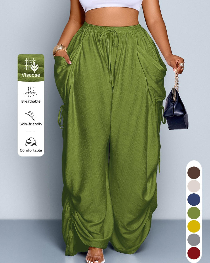 Women's Casual Loose-Fit Wide Leg Pants, All-Season Woven Fabric, Daily Commute - Seldom Seen Styles
