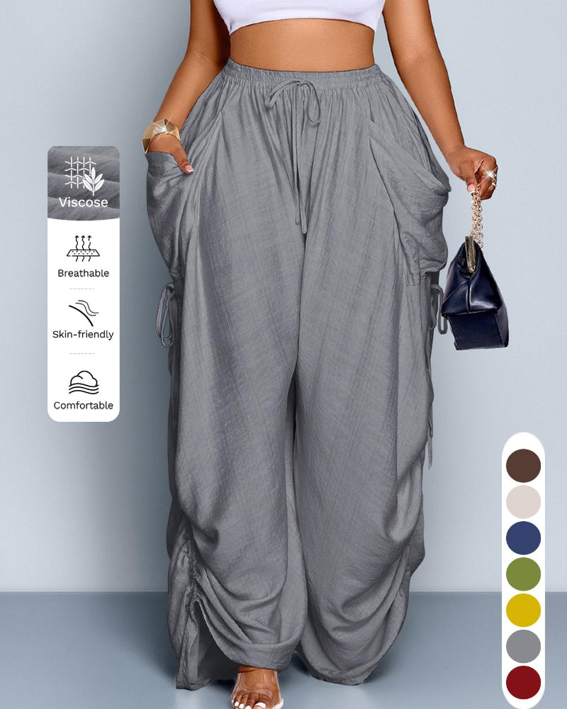 Women's Casual Loose-Fit Wide Leg Pants, All-Season Woven Fabric, Daily Commute - Seldom Seen Styles