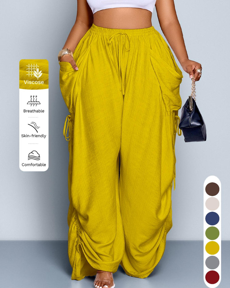 Women's Casual Loose-Fit Wide Leg Pants, All-Season Woven Fabric, Daily Commute - Seldom Seen Styles