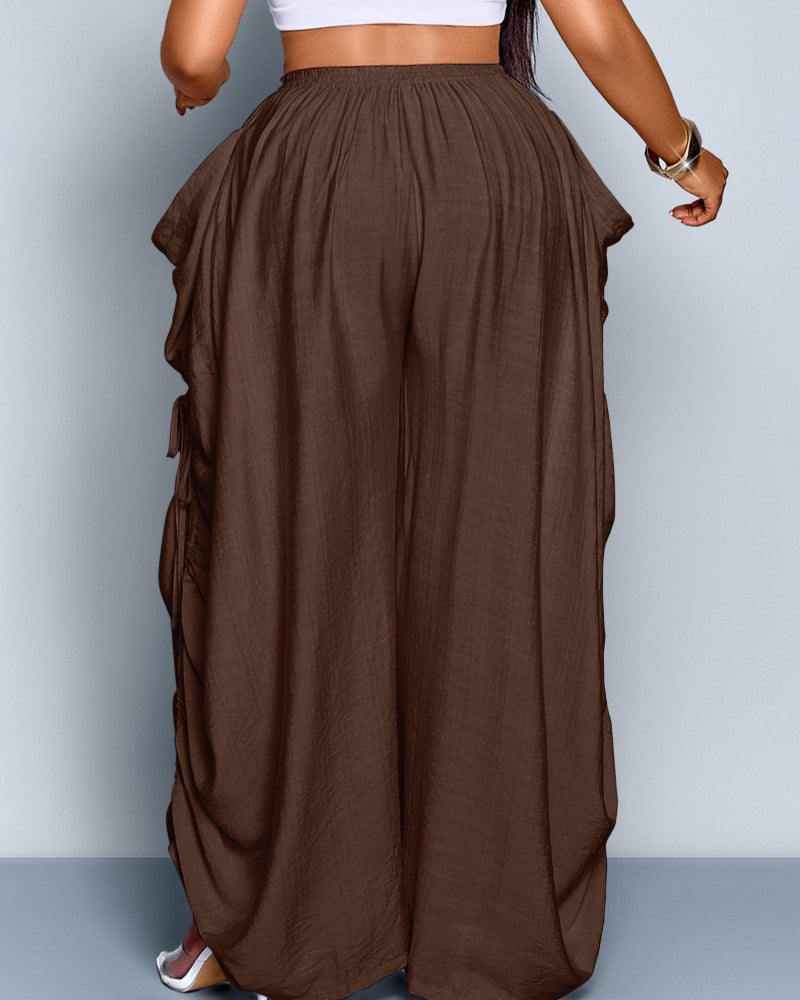 Women's Casual Loose-Fit Wide Leg Pants, All-Season Woven Fabric, Daily Commute - Seldom Seen Styles