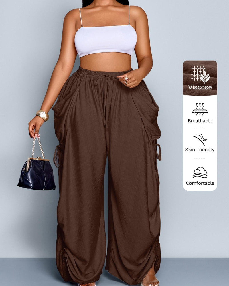 Women's Casual Loose-Fit Wide Leg Pants, All-Season Woven Fabric, Daily Commute - Seldom Seen Styles