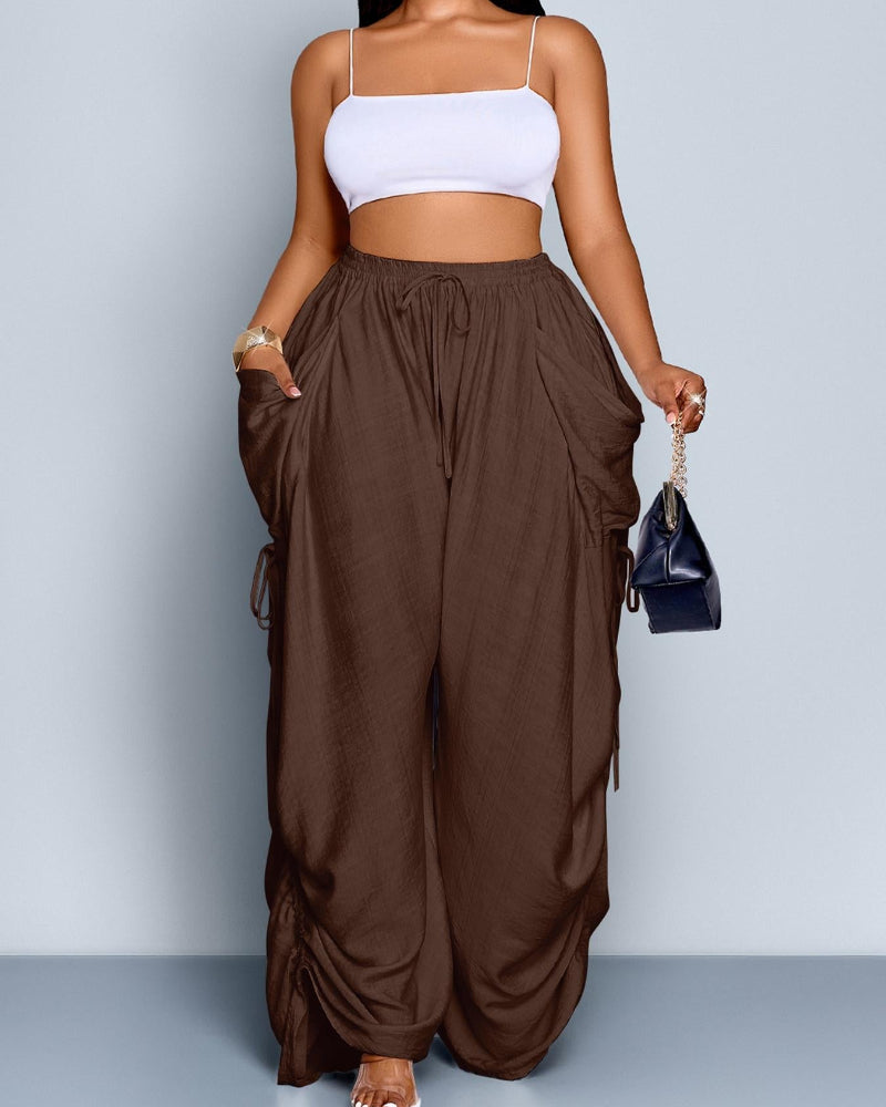 Women's Casual Loose-Fit Wide Leg Pants, All-Season Woven Fabric, Daily Commute - Seldom Seen Styles