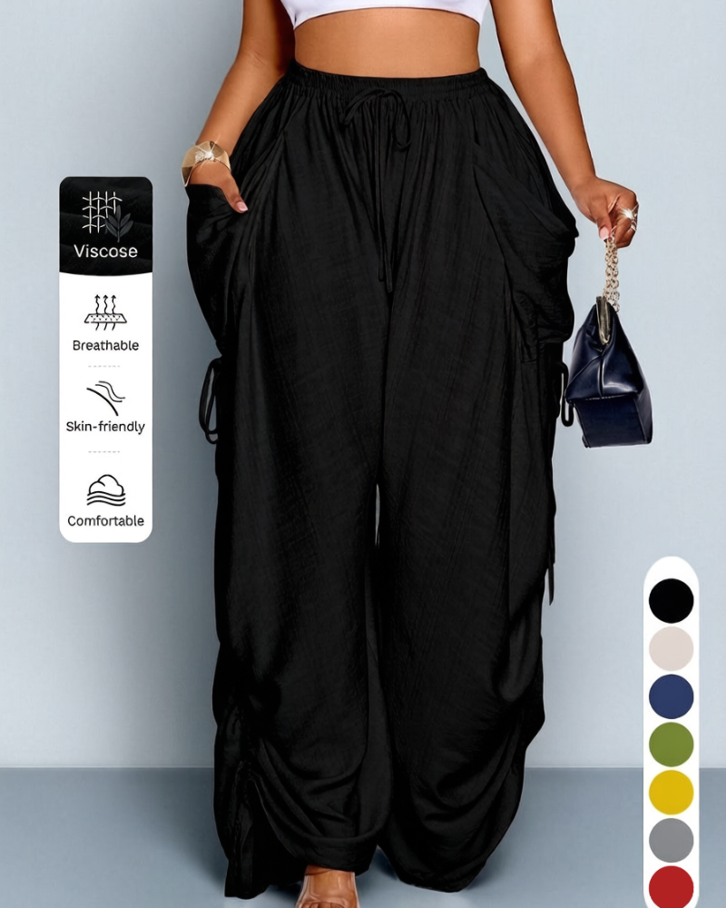 Women's Casual Loose-Fit Wide Leg Pants, All-Season Woven Fabric, Daily Commute - Seldom Seen Styles