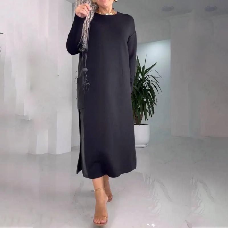 Women's Casual Loose Leather Patchwork Dress with Pockets - Seldom Seen Styles