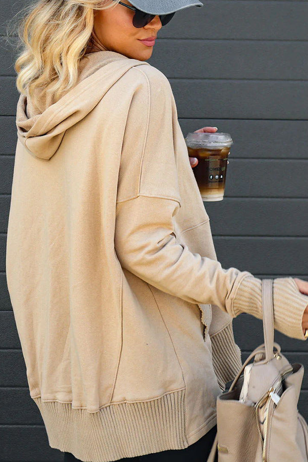 Women's Casual Oversized Sweatshirts Hoodies Button V Neck Long Sleeve Cotton Henley Pullover Hooded Tops 2025 Womenswear Winter Outfits Clothes - Seldom Seen Styles