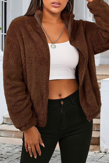 Veste Cardigan ample et décontractée en peluche chaude à manches longues pour femme