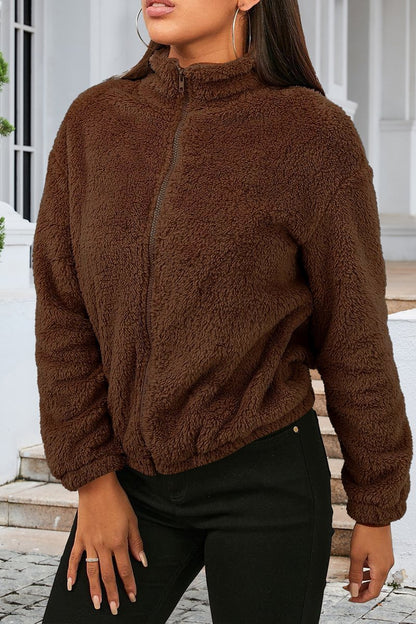 Veste Cardigan ample et décontractée en peluche chaude à manches longues pour femme