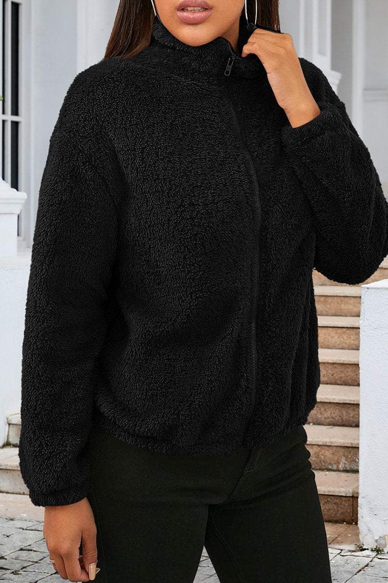 Women's Casual Plush Loose Warm Long-sleeved Cardigan Jacket - Seldom Seen Styles