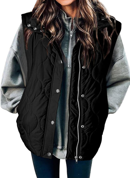 Gilet matelassé décontracté pour femme, léger, matelassé, boutonné, fermeture éclair, col montant, sans manches, vêtements d'extérieur, mode 2025, vêtements pour femmes, tenues automne-hiver