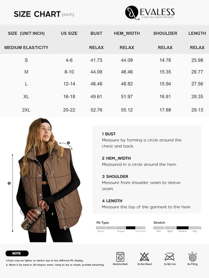 Gilet matelassé décontracté pour femme, léger, matelassé, boutonné, fermeture éclair, col montant, sans manches, vêtements d'extérieur, mode 2025, vêtements pour femmes, tenues automne-hiver