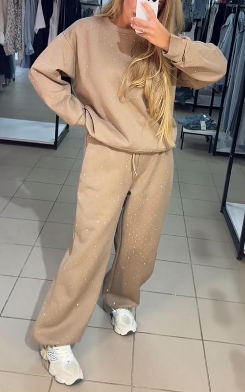 Women's Casual Round Neck Diamond Hooded Two Piece Suit - Seldom Seen Styles