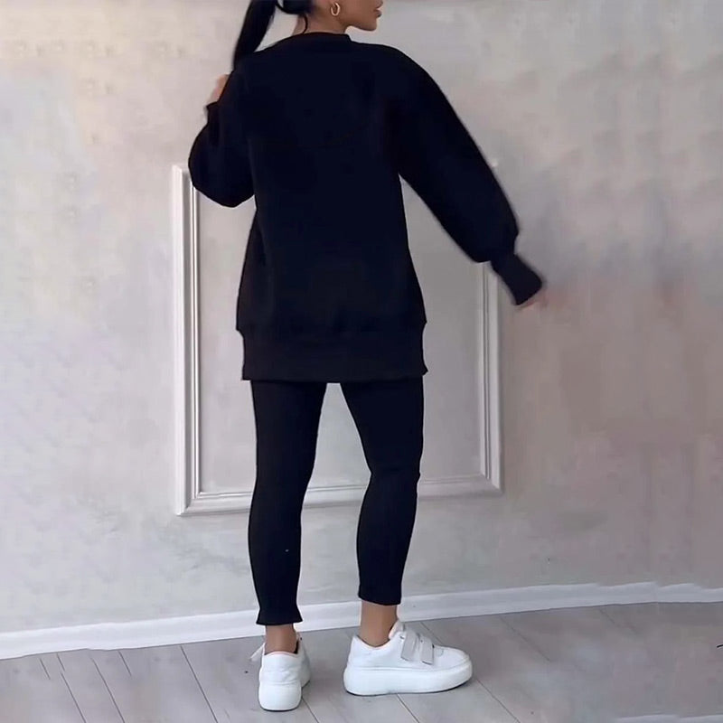 Women's Casual Sweatshirt Leggings Set - Seldom Seen Styles