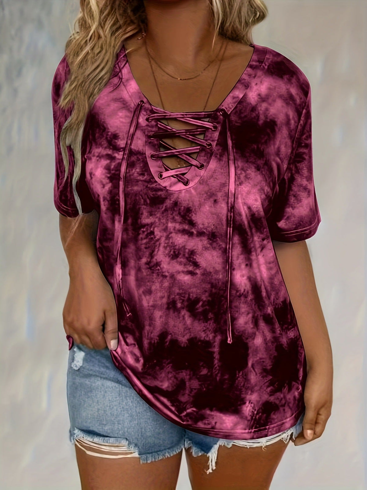Women's Chiffon V Neck Belted Button Down Shirt Casual Elegant Summer Blouse Top