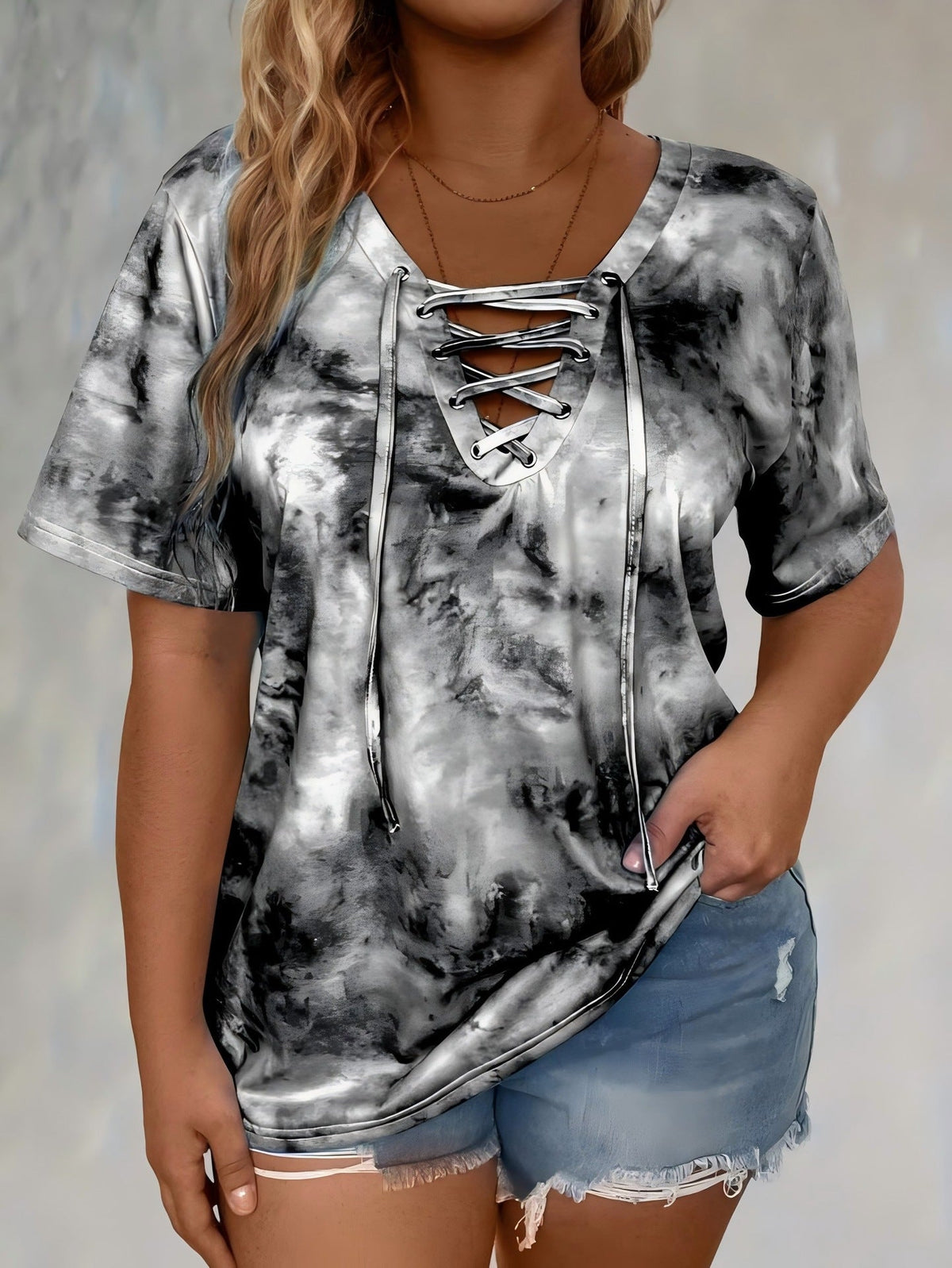 Women's Chiffon V Neck Belted Button Down Shirt Casual Elegant Summer Blouse Top