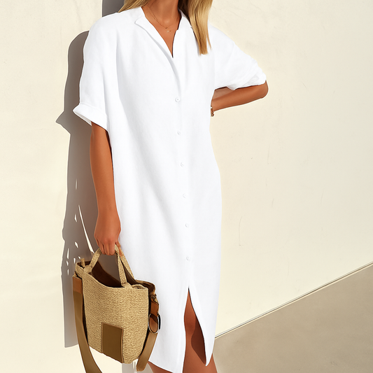 Women’s Classic Versatile Outdoor Linen Shirt Dress - Seldom Seen Styles