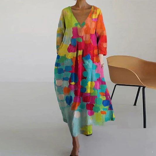 Women’s Colourful V-Neck Casual Flowy Summer Dresses - Seldom Seen Styles